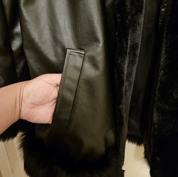 Faux Fur Lined Pleather Jacket - Picture 2 of 7